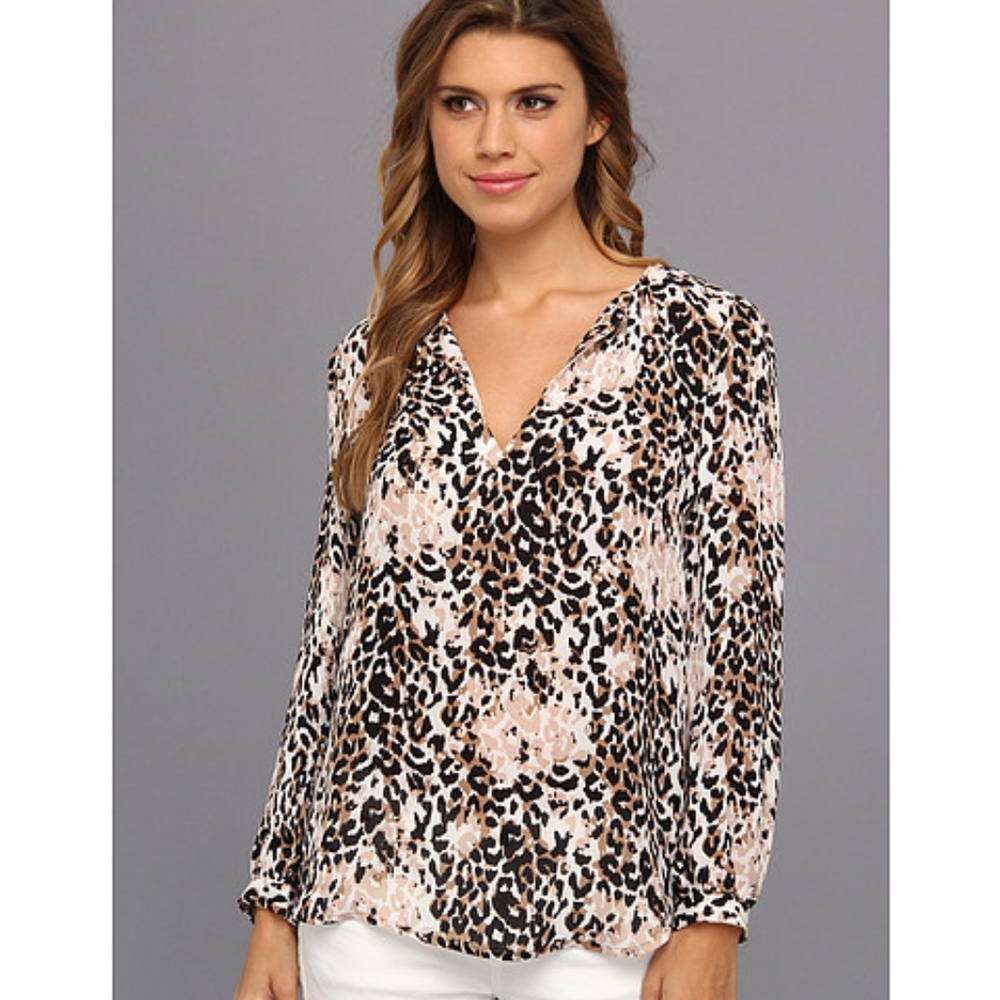 Joie Leopard Silk Blouse Sz L